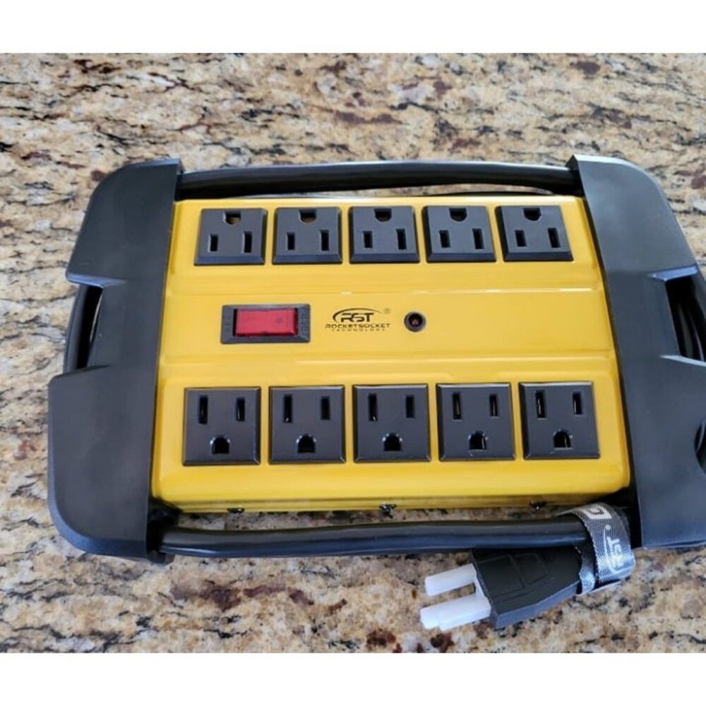 10-Outlets Heavy Duty Power Strip Metal Surge Protector with 15 Amps